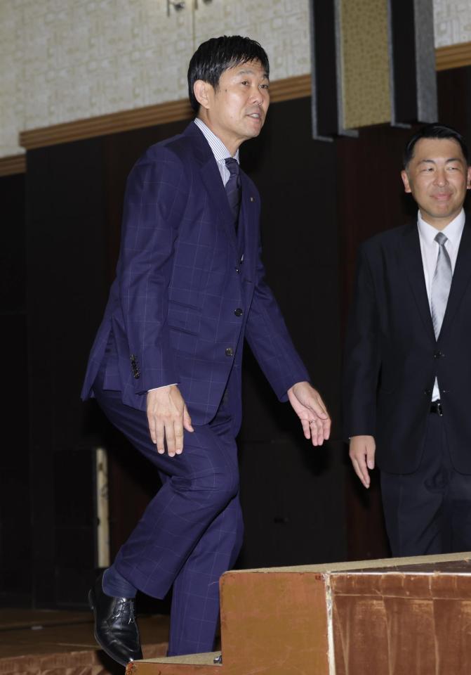 会見に登壇する日本代表・森保一監督