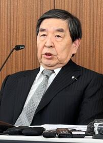 　記者会見する民放連の早河洋会長＝１８日午後、東京都千代田区