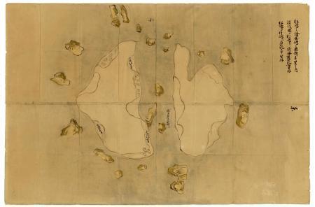 　江戸時代に描かれたとされる竹島の地図（島根県提供）