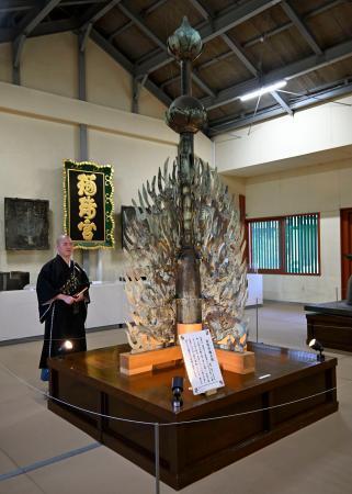　国宝の「水煙」＝２２日、奈良市の薬師寺