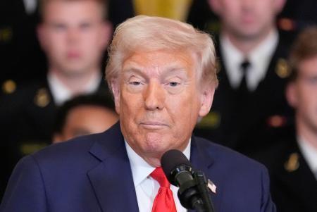 　トランプ米大統領＝１５日、ワシントン（ＡＰ＝共同）