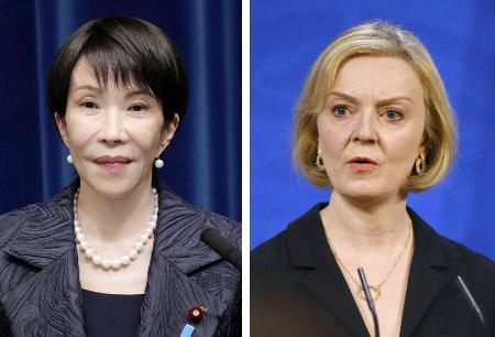 　高市早苗首相とトラス元英首相（ロイター＝共同）