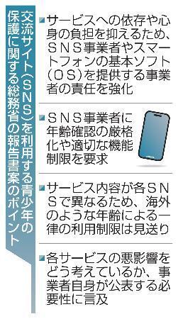 　交流サイト（ＳＮＳ）を利用する青少年の保護に関する総務省の報告書案のポイント