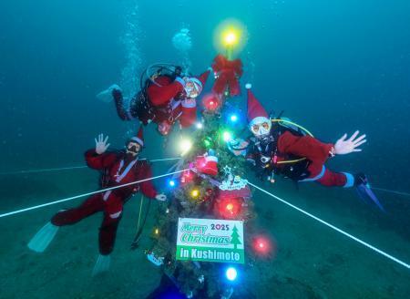海中ツリー、飾りきらめく　和歌山・串本のクリスマス