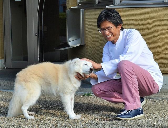 防災士の資格も持つ獣医師、杉村肇さんと愛犬のシュピ。杉村さんは生後数カ月で保護されたシュピを迎えてから、とにかく多くの人に会わせるようにしたという