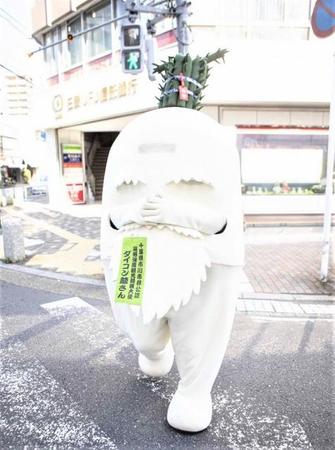 千葉県市川市で出没すると噂の白い巨体は･･･ゆるキャラの「ダイコン爺さん」だった（提供写真）