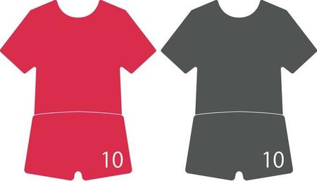 リバプール（左）とマンU（右）のユニフォームのイメージ。全く違うように見えますが…＝東洋インキ提供