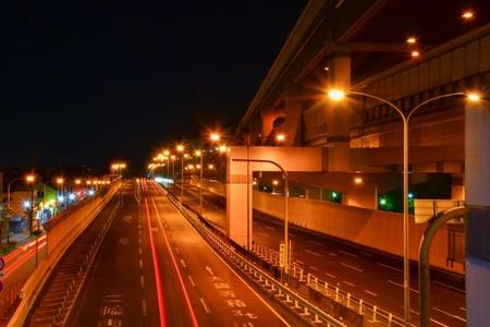 夜の国道43号。尼崎から西宮へ、武庫川を渡ります