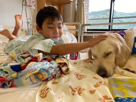 手術後の子どもを訪問するタイ…不安の多い子どもたちの入院生活に寄り添い続けている（提供画像）