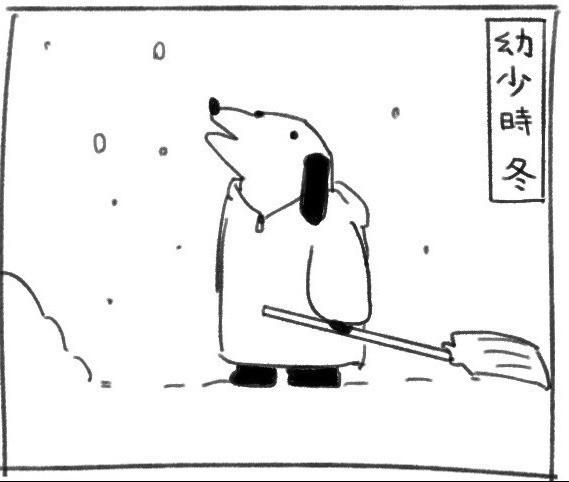 小さい頃「なんで雪かきする人は空を見上げるのかな～」と思ってましたが…（邑田さんの漫画より）