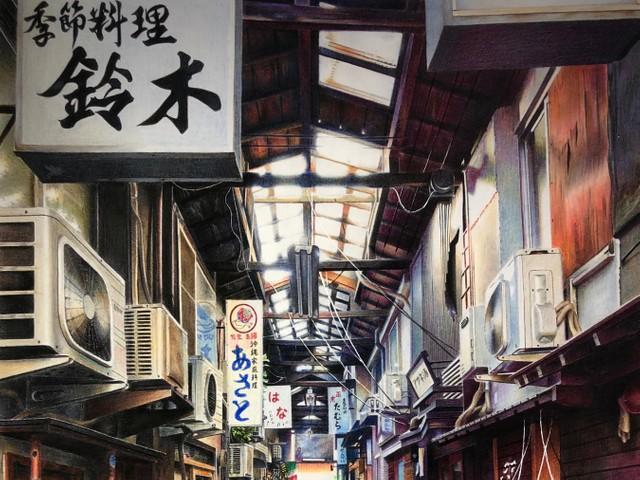 「絵なんですか？」「写真にしか見えない」エモすぎ昭和の横丁「初音小路」を描いた絵が話題