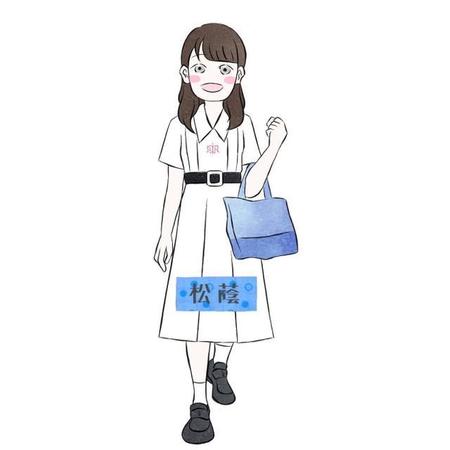 松陰の夏服、白いワンピース（こもりあやみさん作品「神戸制服コレクション」の中から、提供）