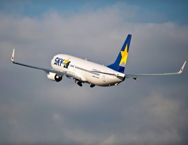 垂直尾翼は輝く星が描かれています（スカイマーク株式会社提供）