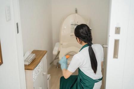 トイレ掃除する女性　※イメージ写真（buritora/stock.adobe.com）
