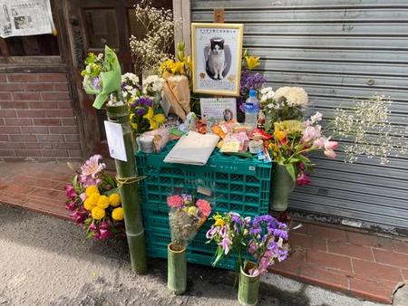 澤さんが作ったナンダスの祭壇。地元・塩屋以外からも花を手向ける人もいるという