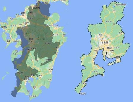 九州とほぼ同サイズ（ただしタテ）　東海3県の意外な長さが話題　