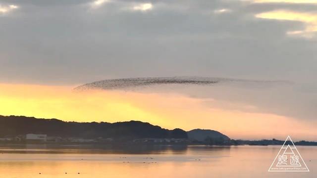 宍道湖の上を、龍のようなものが移動していきます（動画よりキャプチャ／提供：眼遊 GANYUさん）