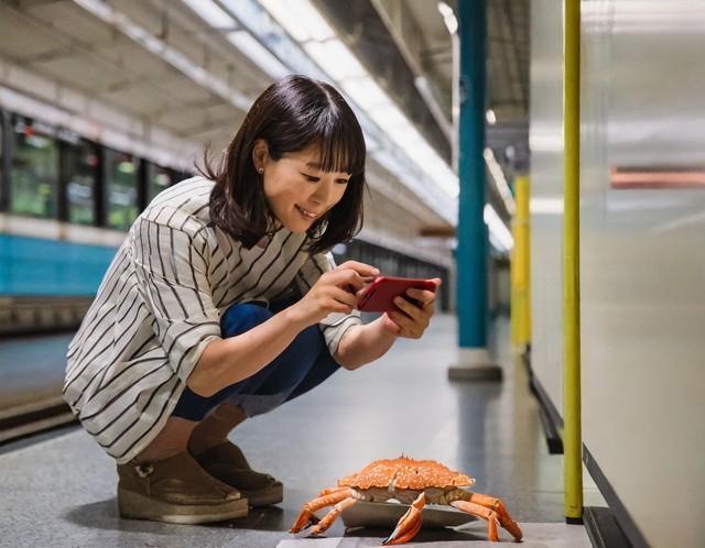 駅にカニが！？…本当にそんなシーンに遭遇したら、SNSにアップしてしまいそうですね　※画像はAIが作成したイメージです／話題になった投稿の状況を再現したものではありません（Adobe Firefly/stock.adobe.com）