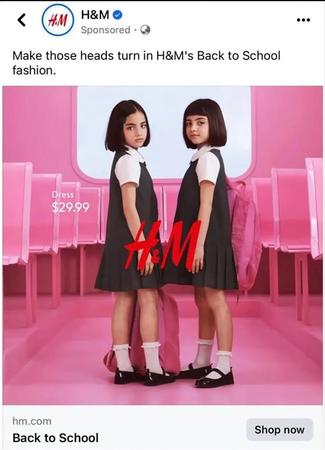 H&Mが子役モデルを起用し、オーストラリアで展開したキャンペーン広告（現在は削除済み）