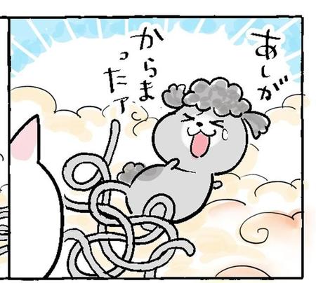 【漫画】亡くなった犬の年始の「ねがいごと」→思ってたのと違う結果に爆笑　「足がシュッ」とは？