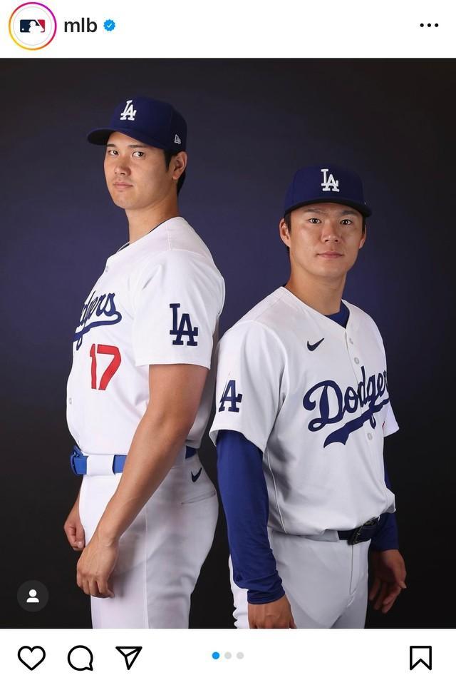 ドジャース大谷翔平選手と山本由伸投手の2ショット（MLBインスタグラムより）