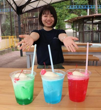 雨の日に爽やかなクリームソーダはいかが？岡山の動物園が人気者をイメージした３色を限定販売「暑くてじめじめした日にぴったり」