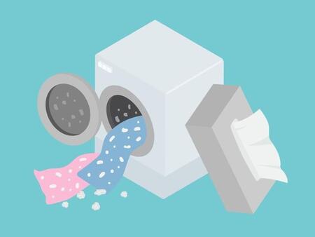 洗濯機をあけてショック度1位では…「またティッシュ入れたまま」　服と洗濯機から、残骸をきれいにする方法は？　