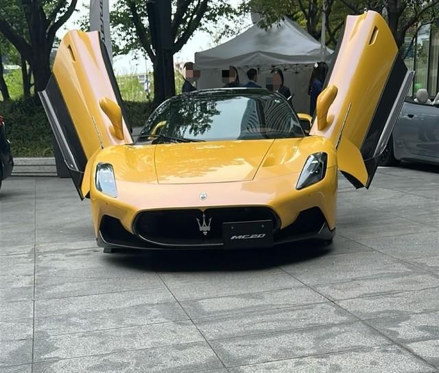 イタリアのスポーツカー「マセラティ」のガルウィングのドアと同じポーズ？（これさん提供）