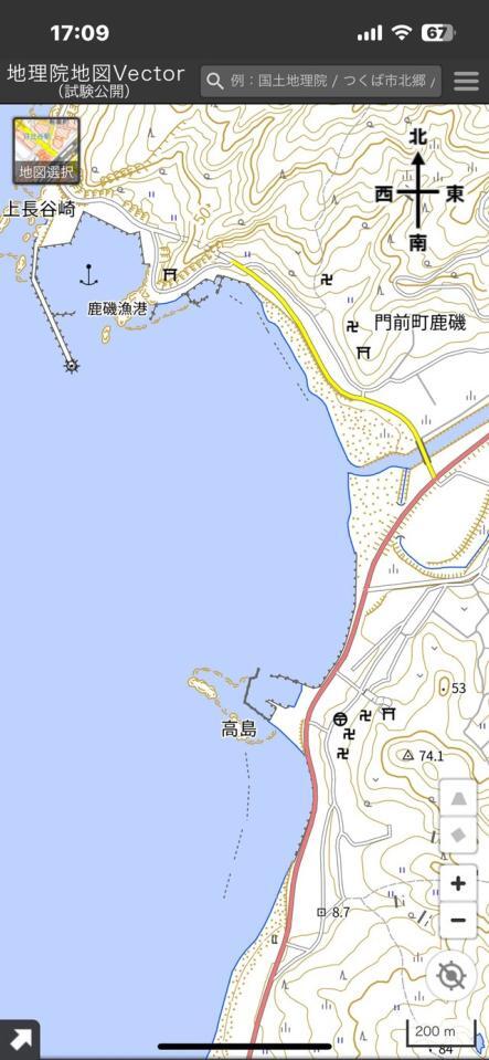 地震前の海岸線（やまさん提供）