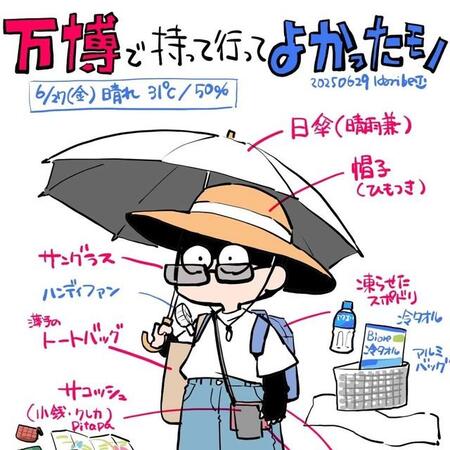 万博会場は日陰が少ない…“暑さの救世主”は「アームカバー」！？　お一人様向け持ち物リストが大反響　Xで7000件保存