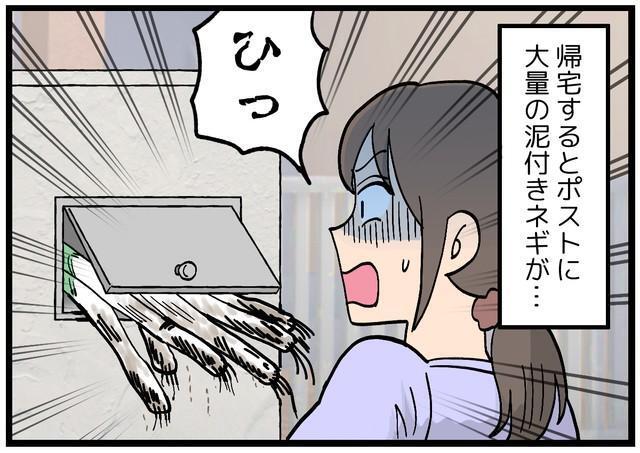 自宅ポストに泥付きネギが！？