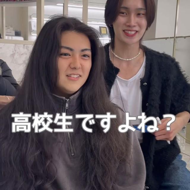 ロン毛高校生、3年ぶりのヘアカット／星那さん（@sena_coa）提供