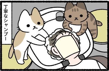 猫派には夢のような世界！美容師、引っ越し業者、消防士…働くみんなが猫猫猫【漫画】