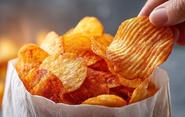 ポテチの油で手がベトベト…※画像はAIが作成したイメージです（mlangsen/stock.adobe.com）
