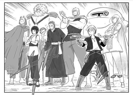 魔王との戦いに挑む七人の英雄（中村ゆきひろさんの提供）