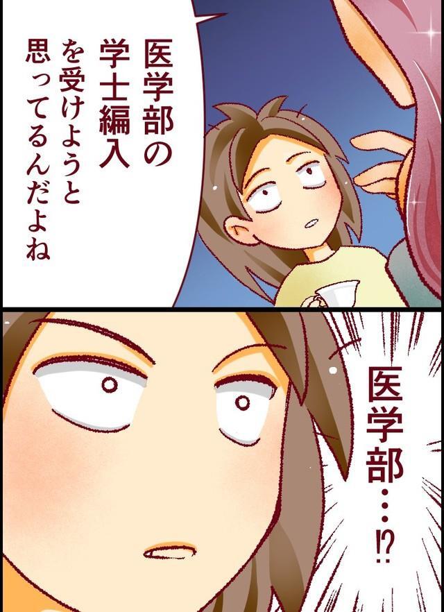 友人が医学部に編入することに驚く（たこやきまことさん提供）