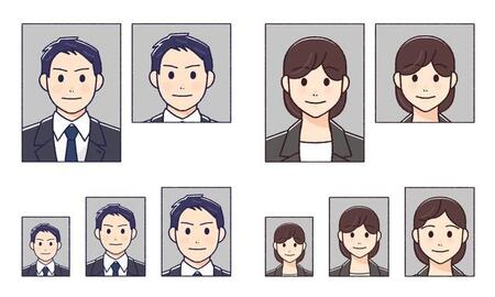 各種証明写真のイラスト（磯 りす/stock.adobe.com）