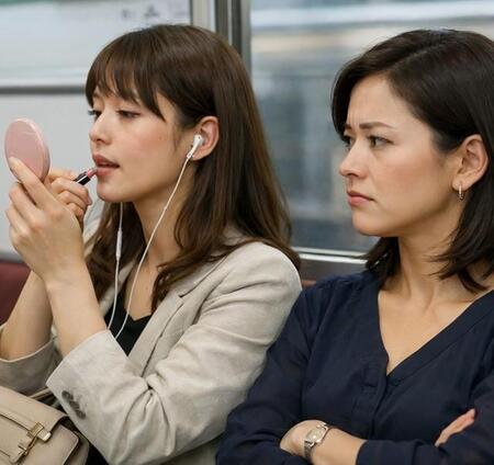 電車内で本気メイク…揺れた拍子にマスカラがべったり！これって慰謝料請求できる？【弁護士が解説】