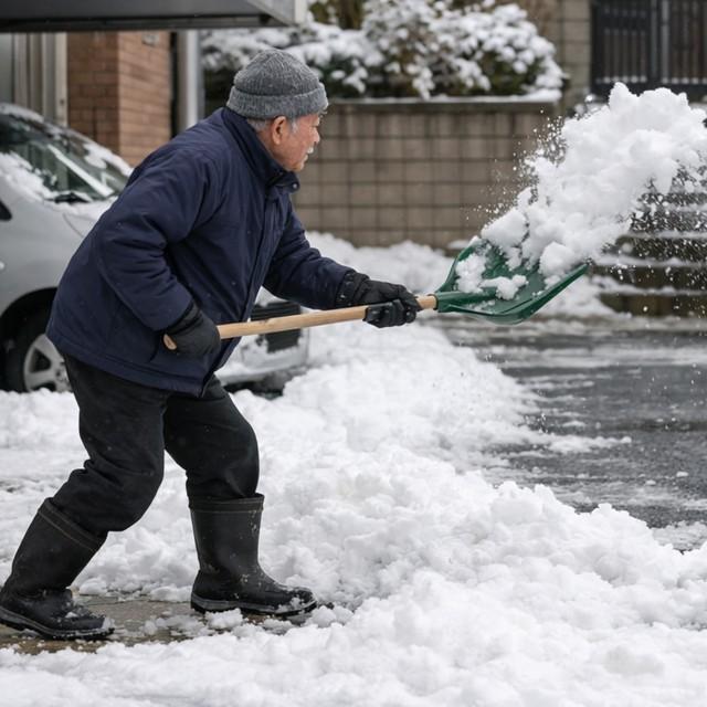 ルール無視で道路に雪をまき散らす隣人　※この画像はAdobe Fireflyで作成したイメージです