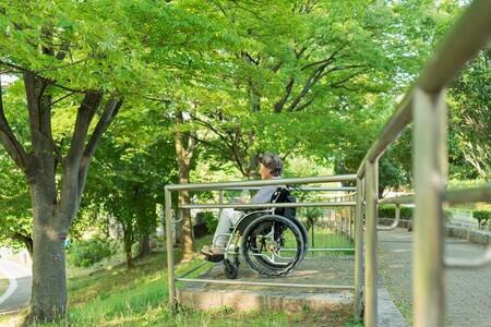 公園で佇む車椅子の女性※画像はイメージです（One/stock.adobe.com）