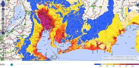東海地方の揺れやすさは…（国立研究開発法人 防災科学技術研究所作成）