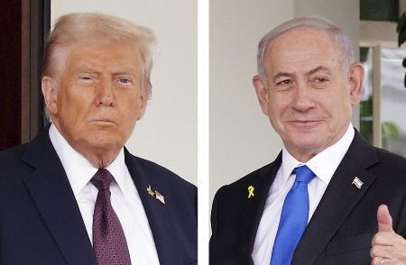 　トランプ米大統領、イスラエルのネタニヤフ首相（いずれもゲッティ＝共同）