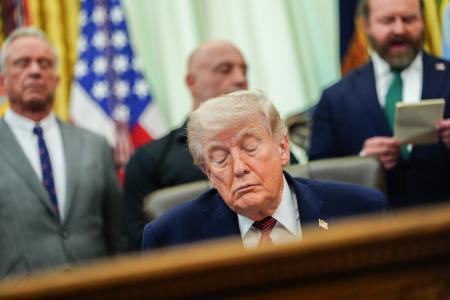 　トランプ米大統領＝１８日、ワシントン（ＡＰ＝共同）