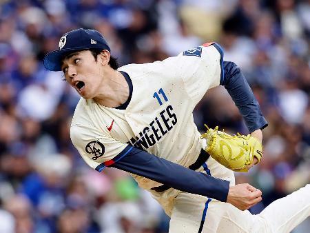 　カブス戦に先発したドジャース・佐々木＝ロサンゼルス（共同）