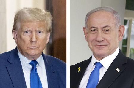 　トランプ米大統領、イスラエルのネタニヤフ首相（いずれもゲッティ＝共同）