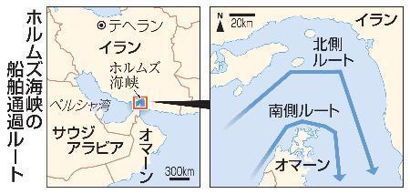 　ホルムズ海峡の船舶通過ルート