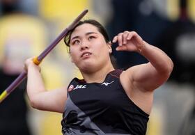 　ダイヤモンドリーグ第１２戦の女子やり投げを制した北口榛花＝ローザンヌ（ＡＰ＝共同）