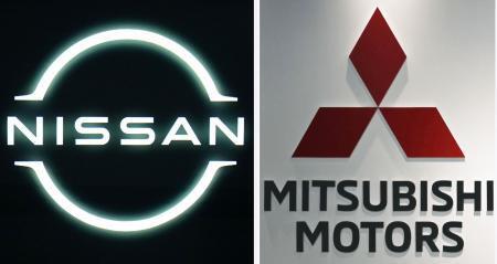 　日産自動車（左）、三菱自動車のロゴ