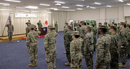 　熊本市の陸自健軍駐屯地で行われたレゾリュート・ドラゴンの開始式＝２０日午前