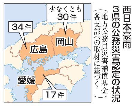 　西日本豪雨　３県の公務災害認定の状況